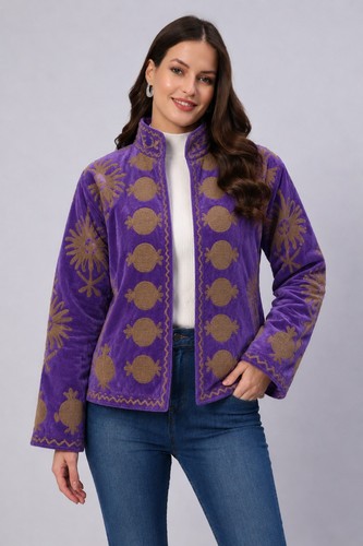 Giacca boho velluto - giacca, viola