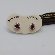 ARMONIE GIOIELLI ORECCHINI IN ORO BIANCO 18KT CON RUBINO E DIAMANTI (0544)