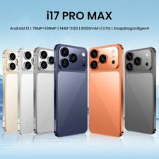 NUOVO smartphone Android i17 Pro Max 5G 8000 mAh 7,3 pollici sblocco globale doppia SIM