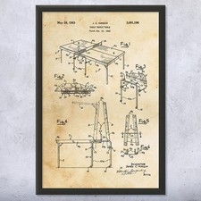Poster arte da parete brevetto tavolo ping pong, tela o cornice decorazione sala giochi