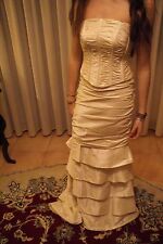Vestito abito da sposa nuovo atelier italiano taglia 44 seta nocciola Magnani