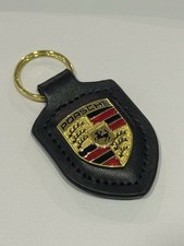 Porsche Portachiavi Keychain in Pelle con Stemma Porsche Nuovo