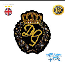 Dolce & Gabbana Handmade Embroidered DG Crown Black Blazer Patch.