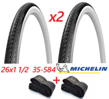 2 x Copertoni MICHELIN 26 x 1 1/2 Nero-Bianco + 2 xCamere BICI FRENI A BACCHETTA