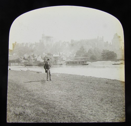 Glass magic lantern slide - slide, man