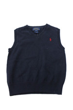 Polo Ralph Lauren Boys Cotton V-Neck Sleeveless Vest Dark Blue Size 2T