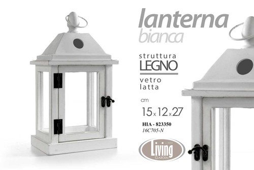 Lanterna bianca legno - lanterna,
