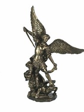 Statua Scultura Arcangelo San Michele Vs Lucifero Finitura Bronzo 4.33" (11cm)