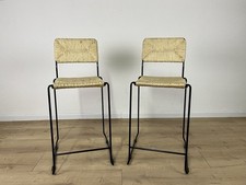 Coppia sgabelli metallo paglia
