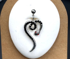 Piercing Banana 1,6x10 Serpente Zirconi neri e rossi Acciaio  Chirururgico