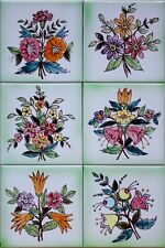 CERAMICA VIETRI MATTONELLE CM 15X15 DECORATE A MANO SERIE DA 6 PEZZI