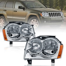 Pair Chrome Front Headlights