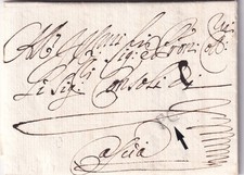 XX275-ST. PONTIF.ANTICA LETTERA DA ROMA A CASCIA CON TIMBRO A SECCO PEDONE POST.