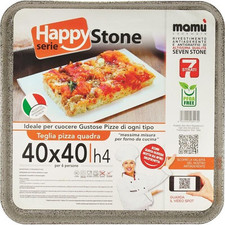 HAPPY STONE Teglia Quadra Bassa 40x40xH4 cm Antiaderente Antigraffio Pizza