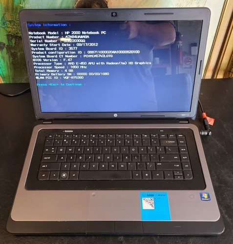 Notebook 2000 amd e 450 - pc, hp