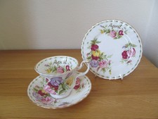 Piatto tazza piattino vintage Royal Albert fiore del mese trio aprile dolce pea