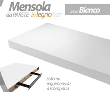 MENSOLA 120*25*4CM BIANCA TOTAL PARETE KIT MONTAGGIO Reggimensola a Scomparsa