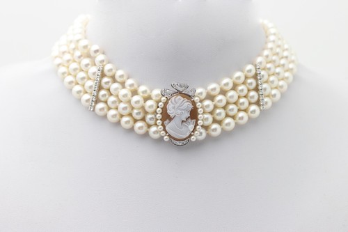 Antico collier perle - collier, cammeo