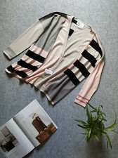 Intrend Cardigan Grigio Rosa Multicolor Leggero Asimmetrico Viscosa Taglia M