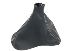 CUFFIA leva CAMBIO per OPEL ASTRA H  in vera PELLE NERA CUCITURE BIANCHE