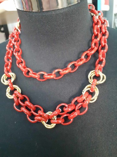 Collana lunga catena rosso