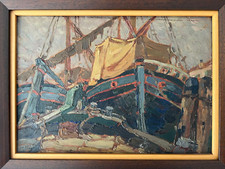 Dipinto olio su legno serie Angelo Pavan Barconi di Angelo Pavan a Porto