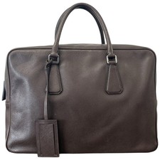 Prada Borsa Uomo Targa Logo Saffiano Valigetta Marrone