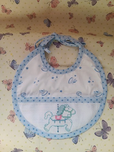 Hand cross stitched dmc blue - hand,