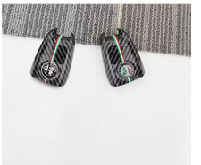 Guscio portachiavi di ricambio Carbon Italian NERO per Alfa NERO ARGENT logo 1pz