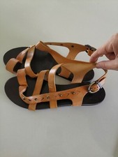 Sandali Donna In Vero Cuoio Colore Cuoio Tendente All'arancio N. 39 Vintage