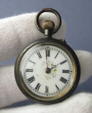 Antico Orologio Da Tasca A Cipolla Acciaio Quadrante Smalto Bianco Fine XIX Sec.