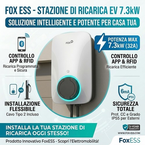 Wallbox foxess 3kw monofase - foxess, 7.3kw