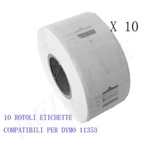10 XROTOLI Etichette Compatibili per DYMO 11353 25mmX13mm  LABELWRITER 400 450