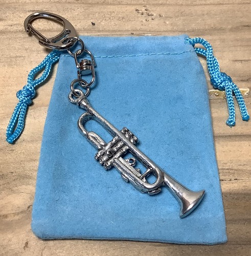 Trumpet silver pewter - pewter, keyring