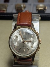 CAUNY PRIMA Placcato Oro La Chaux de Fonds Cronografo Vintage. Funziona bene.