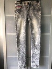 jeans donna elasticizzati Miss Azzurra Tg S Fantasia Astratta Grigio Bianco