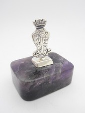 Carabinieri : Stemma dell' Arma in Argento 925 su Ametista -  Pietra Dura