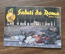 SALUTI DA ROMA STAZIONE TERMINI BARBONE cartolina vintage