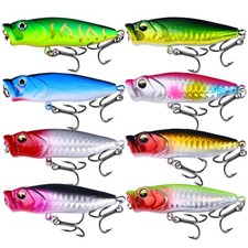 Lotto 8 pezzi esca da pesca topwater popper esca trolling 7 cm/8 g ami basso acqua salata