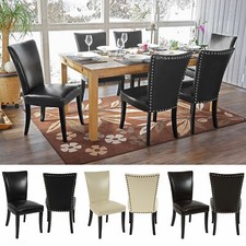 Set 6 sedie sala da pranzo Chesterfield, borchie, rivestite in pelle/ecopelle