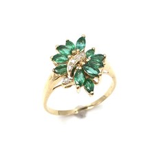 Anello in oro giallo 18 kt diamante smeraldo oro 750 cocktail gioielli da...