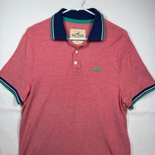 Polo uomo Hollister California L lavata rosso verde acqua orlo casual