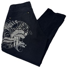 Jeans Vintage Y2K Pelle Hip Hop Skater Glitter/Corona/Ala Misura Alterata35x26