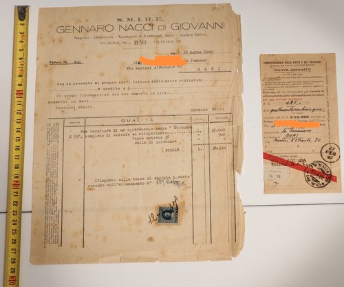 Antica fattura 1947 acquisto - antica,