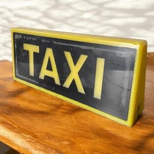 Insegna Taxi Vintage Epoca Anni 70 Giallo Nero Originale Italia Bifacciale