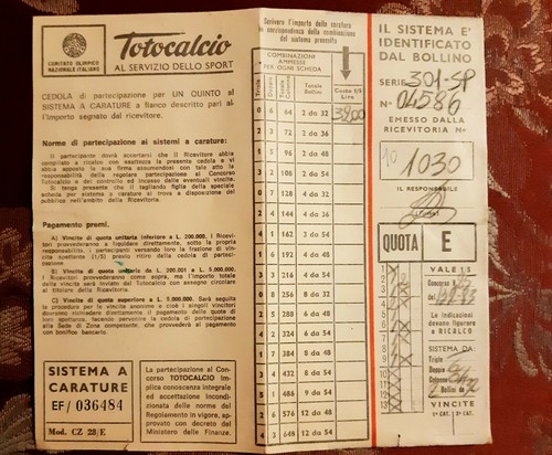 Totocalcio cedola sistema - totocalcio,