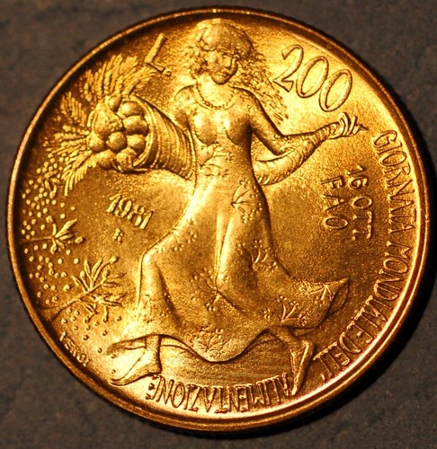 1981 italia 200 lire - 200, fao