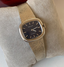 Orologio Felca vintage anni 60 quadrante blu quadrato donna Swiss Manaul 17...