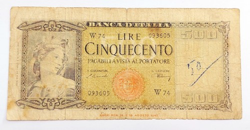 500 lire 1947 sostitutiva - lire,
