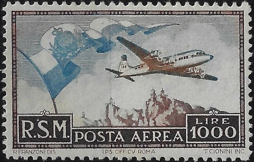 1951 san marino posta aerea - marino,